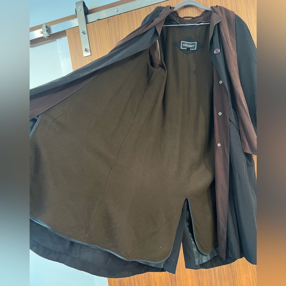Gallery Black and Dark Brown Trench Coat